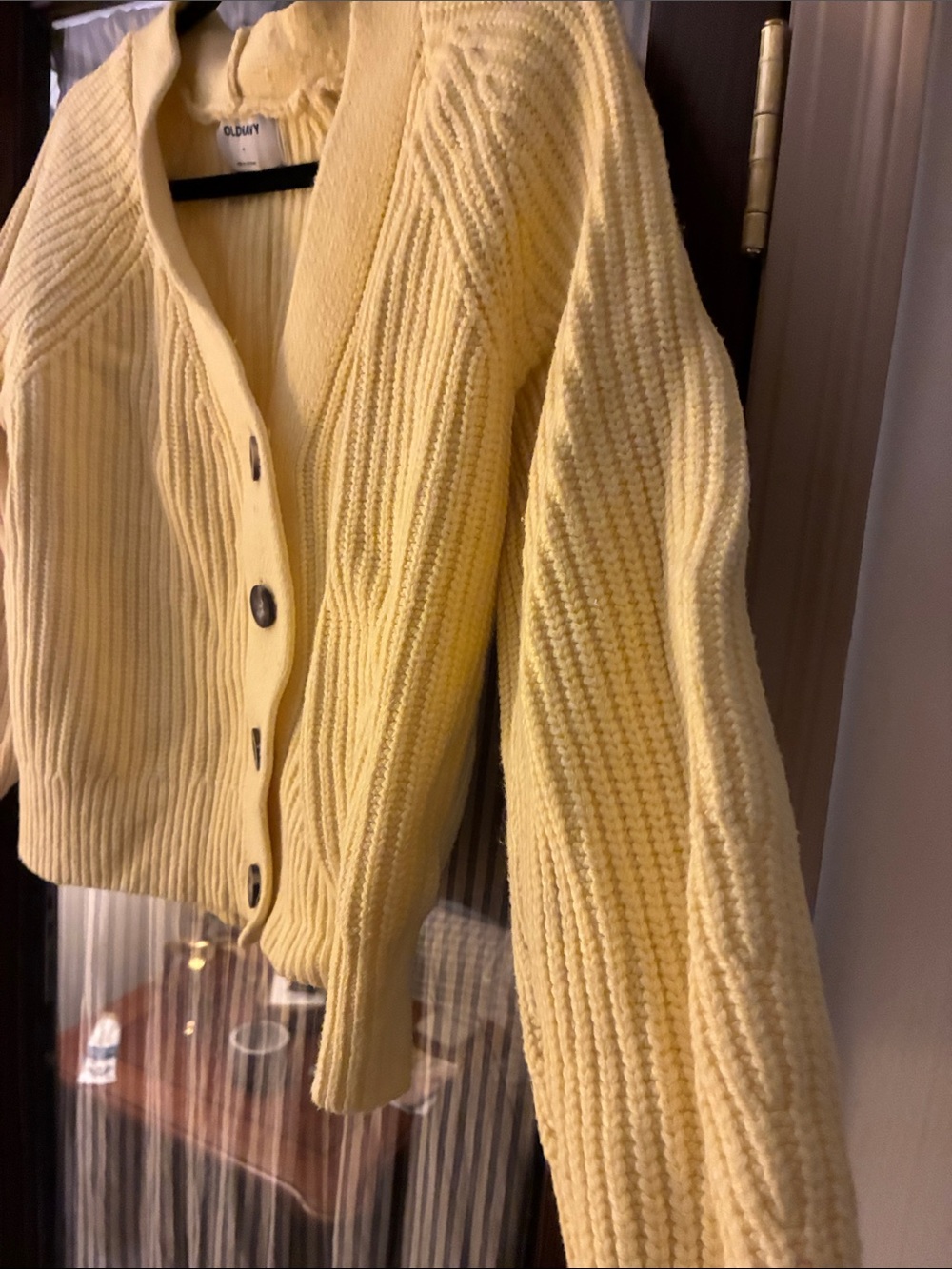 Old Navy Pale Yellow Ribbed Button-Front Cardigan - Picture 7 of 11